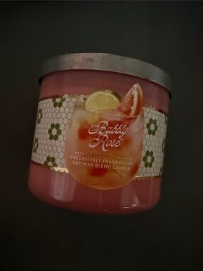 Bath & Body Works Bubbly Rosé Candle - Pink NEW 3 Wick Candle Soy Wax Blend